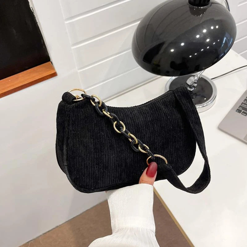 RetroChic Corduroy Shoulder Bag