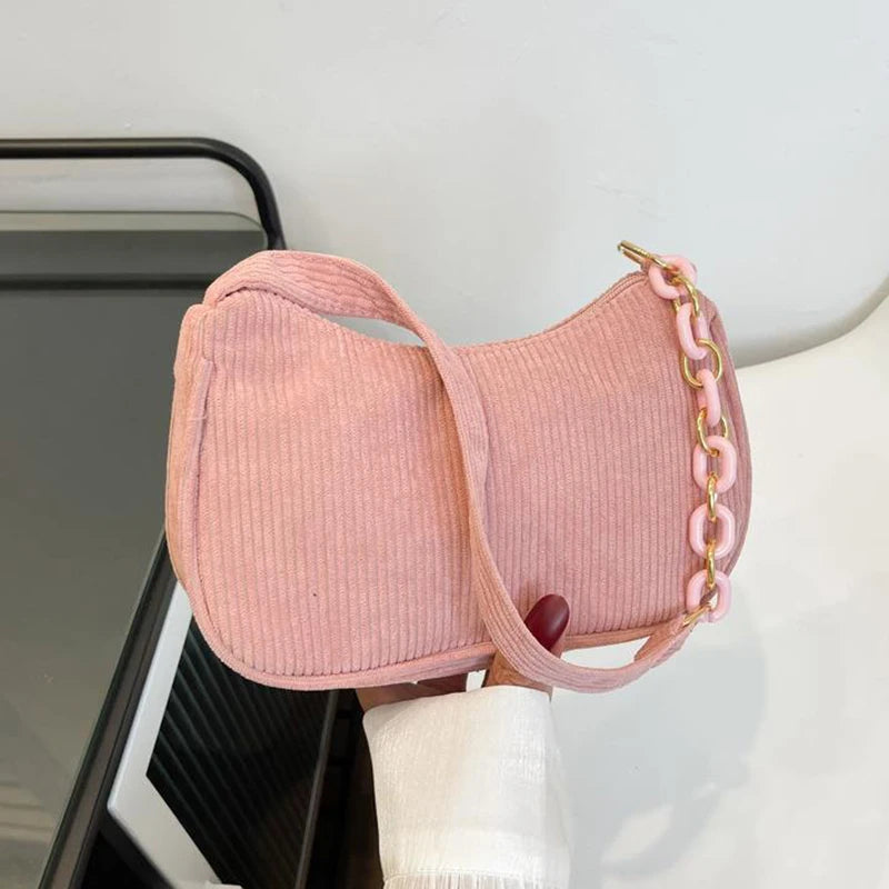 RetroChic Corduroy Shoulder Bag