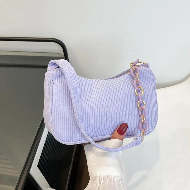 RetroChic Corduroy Shoulder Bag