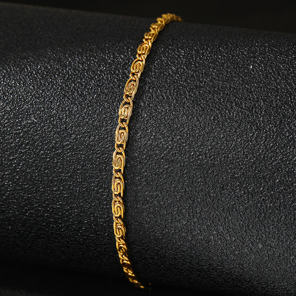 Stainless Steel 18K Real Gold Bracelet