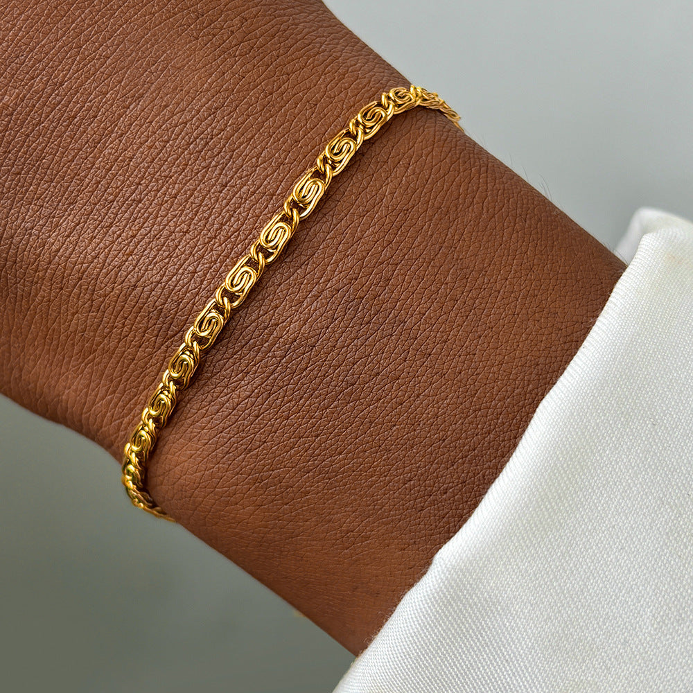 Stainless Steel 18K Real Gold Bracelet