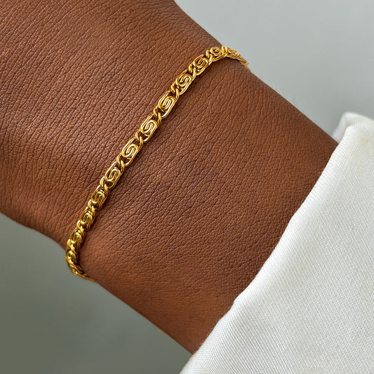 Stainless Steel 18K Real Gold Bracelet